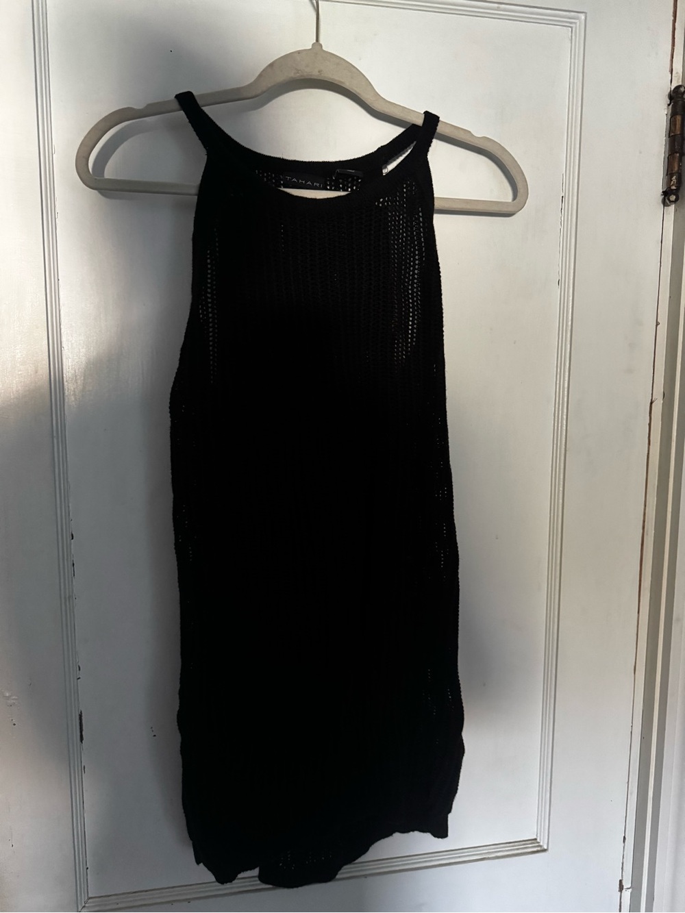 Tahari Black Open-Knit Sleeveless Dress